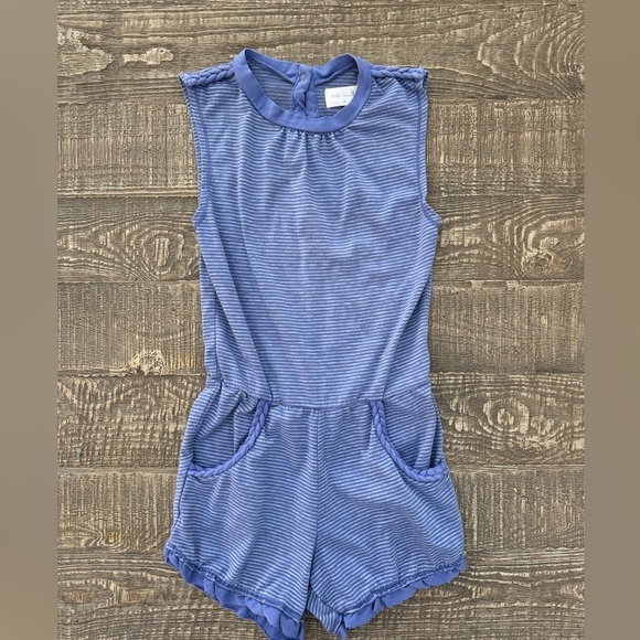 Miki Miette purple stripe romper 4 - Picture 2 of 8